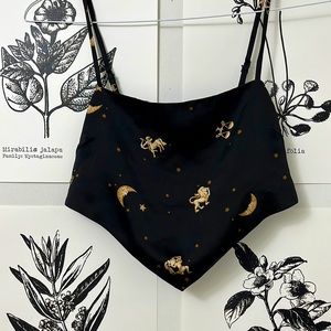 Black and Gold Patterned Crop Top